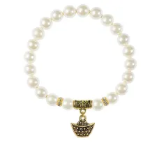 Браслет Золотой слиток (на богатство), майорка белая BSPE-01-0058