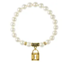 Браслет Замок (на счастье и любовь), майорка белая BSPE-01-2040