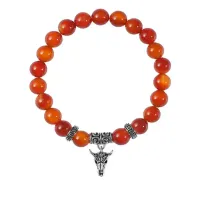 Браслет Череп быка (сила, мужество, защита), Сердолик BSPE-01-2076
