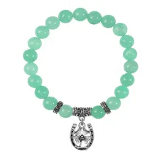 Браслет Подкова и клевер (счастье и удача), Нефрит BSPE-02-P001
