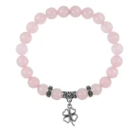 Браслет Клевер (удача, везение), Розовый кварц BSPE-03-0016