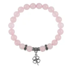Браслет Клевер (удача, везение), Розовый кварц BSPE-03-0016