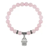 Браслет Хамса (от сглаза и зла), Розовый кварц BSPE-03-01