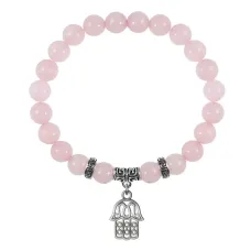 Браслет Хамса (от сглаза и зла), Розовый кварц BSPE-03-01