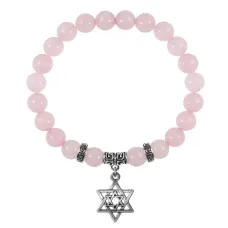 Браслет Звезда Давида (от сглаза и зла), Розовый кварц BSPE-03-02
