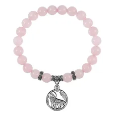 Браслет Волк (защита, сила, победа), Розовый кварц BSPE-03-07