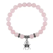 Браслет Паук (защита, трудолюбие, достаток), Розовый кварц BSPE-03-14