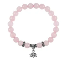 Браслет Лотос (гармония и развитие), Розовый кварц BSPE-03-15