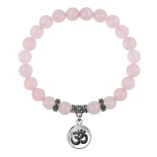 Браслет Ом (защита и духовное развитие), Розовый кварц BSPE-03-18