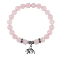 Браслет Медведь (защита, сила, победа), Розовый кварц BSPE-03-19