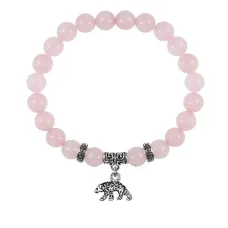 Браслет Медведь (защита, сила, победа), Розовый кварц BSPE-03-19