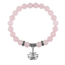 Браслет Лотос (гармония и развитие), Розовый кварц BSPE-03-2064