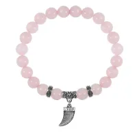 Браслет Клык (сила, мужество, воля, энергия), Розовый кварц BSPE-03-2077