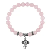 Браслет Слон (мудрость, сила, долголетие), Розовый кварц BSPE-03-26
