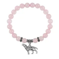 Браслет Волк (защита, сила, победа), Розовый кварц BSPE-03-28