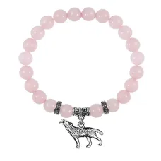 Браслет Волк (защита, сила, победа), Розовый кварц BSPE-03-28
