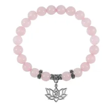 Браслет Лотос и Ом (гармония и развитие), Розовый кварц BSPE-03-30