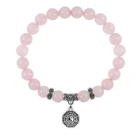 Браслет Багуа (защита от негативной энергии), Розовый кварц BSPE-03-34