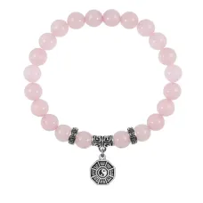 Браслет Багуа (защита от негативной энергии), Розовый кварц BSPE-03-34