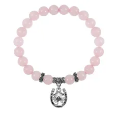 Браслет Подкова и клевер (счастье и удача), Розовый кварц BSPE-03-P001