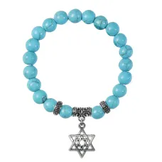 Браслет Звезда Давида (от сглаза и зла), Бирюза BSPE-07-02