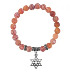 Браслет Звезда Давида (от сглаза и зла), Африканский агат BSPE-08-02