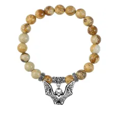 Браслет Летучая мышь (защита, счастье, успех), Песочная яшма BSPE-09-12