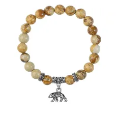 Браслет Медведь (защита, сила, победа), Песочная яшма BSPE-09-19