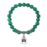 Браслет Паук (защита, трудолюбие, достаток), Малахит BSPE-10-14