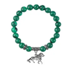 Браслет Лев (храбрость, власть, благосостояние), Малахит BSPE-10-2073