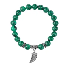 Браслет Клык (сила, мужество, воля, энергия), Малахит
