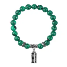 Браслет Счеты (богатство), Малахит BSPE-10-21