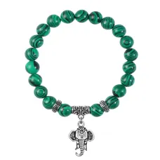 Браслет Слон (мудрость, сила, долголетие), Малахит