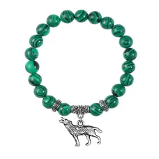 Браслет Волк (защита, сила, победа), Малахит BSPE-10-28