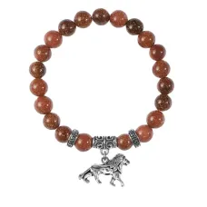 Браслет Лев (храбрость, власть, благосостояние), Коричневый авантюрин BSPE-13-2073