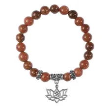 Браслет Лотос и Ом (гармония и развитие), Коричневый авантюрин BSPE-13-30