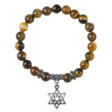 Браслет Звезда Давида (от сглаза и зла), Тигровый глаз BSPE-14-02
