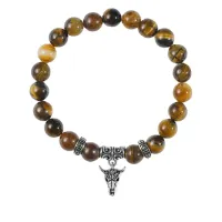 Браслет Череп быка (сила, мужество, защита), Тигровый глаз BSPE-14-2076