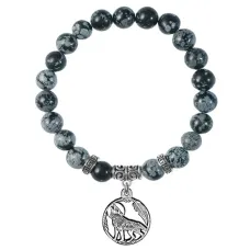 Браслет Волк (защита, сила, победа), Снежный обсидиан