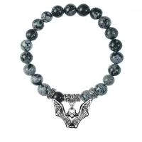 Браслет Летучая мышь (защита, счастье, успех), Снежный обсидиан