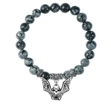 Браслет Летучая мышь (защита, счастье, успех), Снежный обсидиан
