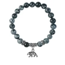 Браслет Медведь (защита, сила, победа), Снежный обсидиан