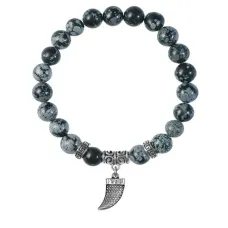 Браслет Клык (сила, мужество, воля, энергия), Снежный обсидиан