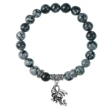 Браслет Дракон (удача, могущество, успех), Снежный обсидиан BSPE-19-25