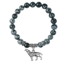 Браслет Волк (защита, сила, победа), Снежный обсидиан