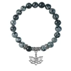 Браслет Лотос и Ом (гармония и развитие), Снежный обсидиан