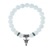 Браслет Череп быка (сила, мужество, защита), Сахарный кварц BSPE-20-2076