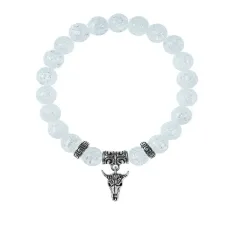 Браслет Череп быка (сила, мужество, защита), Сахарный кварц BSPE-20-2076
