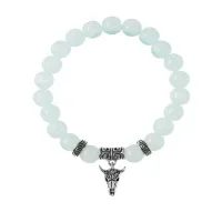 Браслет Череп быка (сила, мужество, защита), Лунный камень BSPE-22-2076