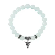 Браслет Череп быка (сила, мужество, защита), Лунный камень BSPE-22-2076